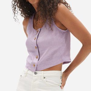 Everlane Linen Button-Front Crop Tank